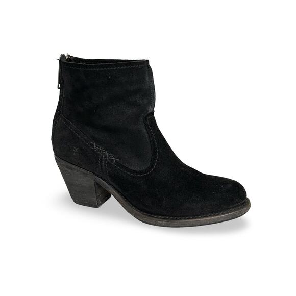 Frye Shoes - Frye Leslie Black Suede Artisan Western Boots Womens Size 7.5 Zip Back